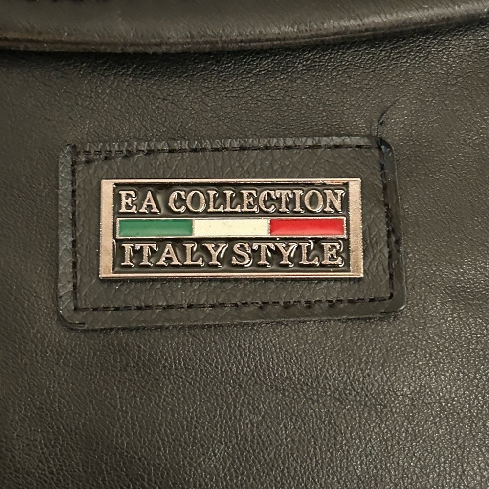 EA Collection Italian Style Faux Leather Jacket in Black
